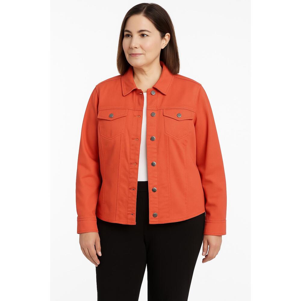 Pendleton Jacket Womens Petite XL Coral‎ Button Front Jean Lightweight